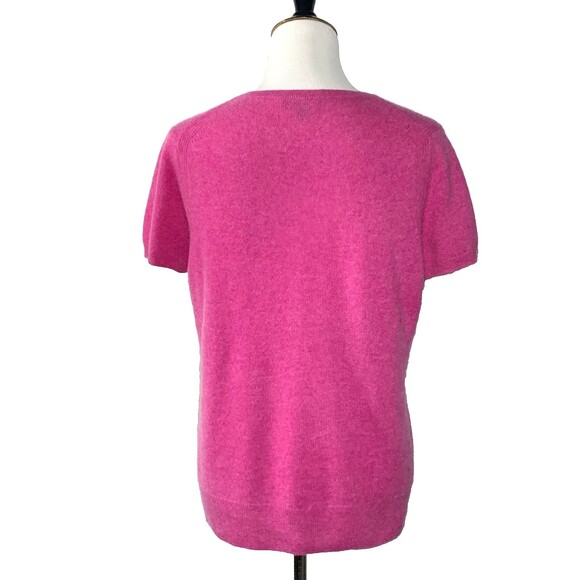 Saks Fifth Avenue Sweater Womens L Pink 100% Cashmere Short Sleeve Crewneck - Picture 3 of 8